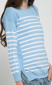 Jena Striped Pullover in Sky Blue and White