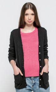 Grace Slub Cardigan in Black