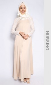 Fatimah Nursing Dress in Brown 