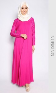 Khadijah Nursing Dress in Fuchsia