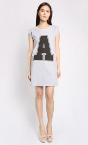'A' T-shirt Dress in Grey