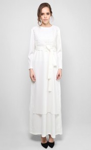 Tie Front Kurta Dress in White
