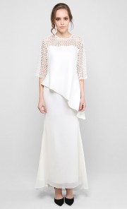 Asymmetrical Kedah Top and Mermaid Skirt in White