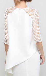 Asymmetrical Kedah Top and Mermaid Skirt in White