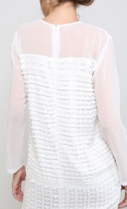 Lace Tunic Dress with Chiffon Sleeves in White