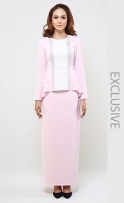 Gabrielle Kurung in Light Pink and White