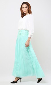Pearls Kurung in White and Mint