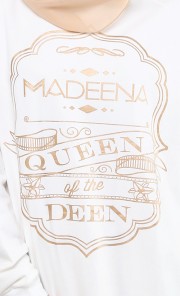 Queen of The Deen Sweatshirt in White and Bronze