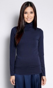 Basic Turtle Neck Top in Dark Blue