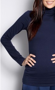 Basic Turtle Neck Top in Dark Blue