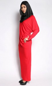Latifa Jersey Draped Dress in Red