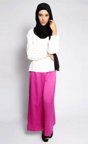 Satin Palazzo Pants in Fuchsia
