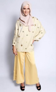 Satin Palazzo Pants in Butter Yellow