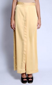 Satin Palazzo Pants in Butter Yellow