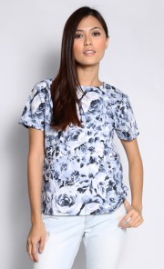 Griffith Floral Top in Grey