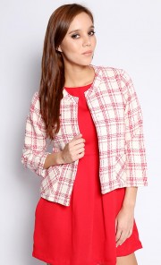 Twig Blazer in White and Red