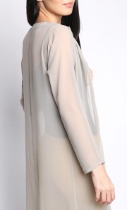 Long Chiffon Kimono Cardigan in Grey
