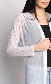 Long Chiffon Kimono Cardigan in Pastel Blue
