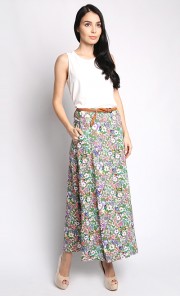 Valerian Floral Maxi Skirt in Green
