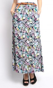 Valerian Floral Maxi Skirt Black