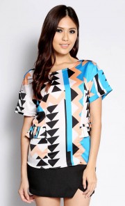 Bowie Peplum Top in Blue