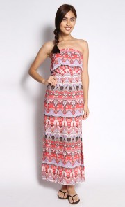 Tube Tie-Back Maxi Dress in Pink