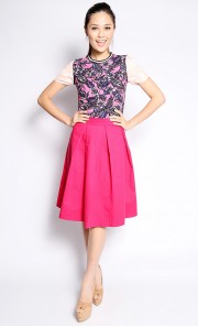 Sporty Peplum Floral Top in Pink and Blue