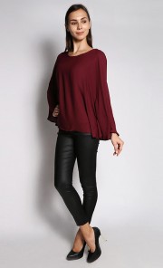 Aleya Flowy Kaftan Blouse in Maroon