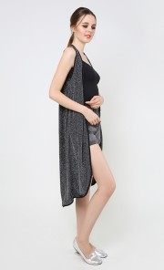 Glitz Long Vest in Silver