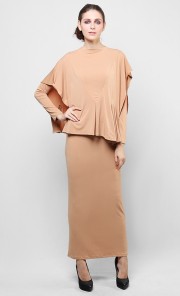 Hued Cape Dress in Darker Apricot