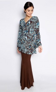 Peplum Dress in Brown