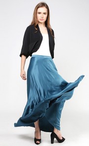 Maxi Flare Skirt in Grey Blue