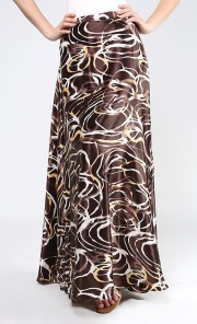 Maxi Flare Skirt in Abstract Brown