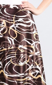 Maxi Flare Skirt in Abstract Brown