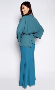 Mermaid Inner Dress with Kimono Top in Turquoise