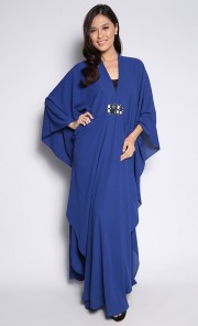 V-Neckline Kaftan with Beads in Royal Blue