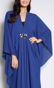 V-Neckline Kaftan with Beads in Royal Blue