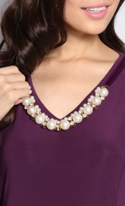 Jubah Dress with Exclusive Pearl Necklace in Purple