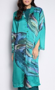 Dress with Kebaya Style Cardigan in Turquoise