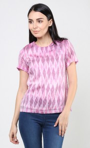 Silk Zig Zag Top in Pink