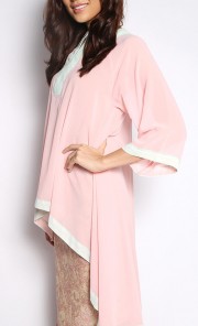 High Low Chiffon Top in Pink and Green 