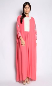 Embroidered Sleeves Kaftan in Dark Pink