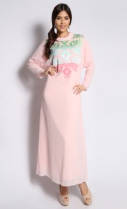 Embroidered Kaftan in Light Pink