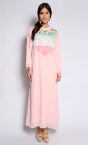 Embroidered Kaftan in Light Pink