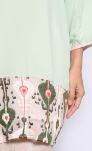 Long Blouse with Embroidery in Light Green