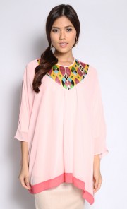Two Tone Kaftan Top in Light Pink