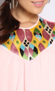 Two Tone Kaftan Top in Light Pink