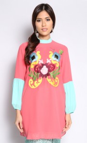 Color Block Kaftan Top in Dark Pink