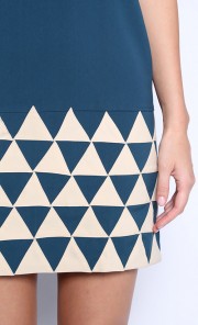 Hillary Dress in Marine Blue and Ivory