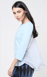 Myuna Back Sheer Top in Baby Blue